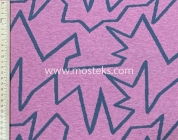 Интерлок-жаккард зигзаги розовый меланж+серый