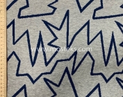 Интерлок-жаккард зигзаги серый меланж+темно-синий  